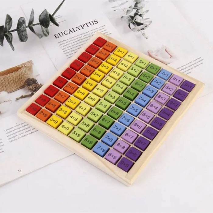 Mainan edukasi Montessori anak belajar berhitung tabel perkalian TK SD - Multi-Color