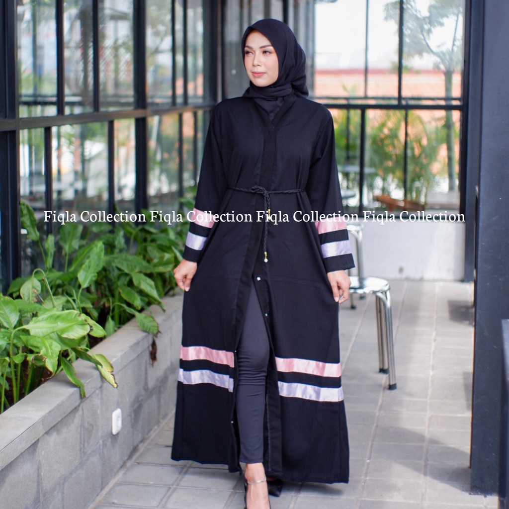 FIQLA COLLECTION - ABAYA SAUDI HITAM LIST KOMBINASI - ZULFA