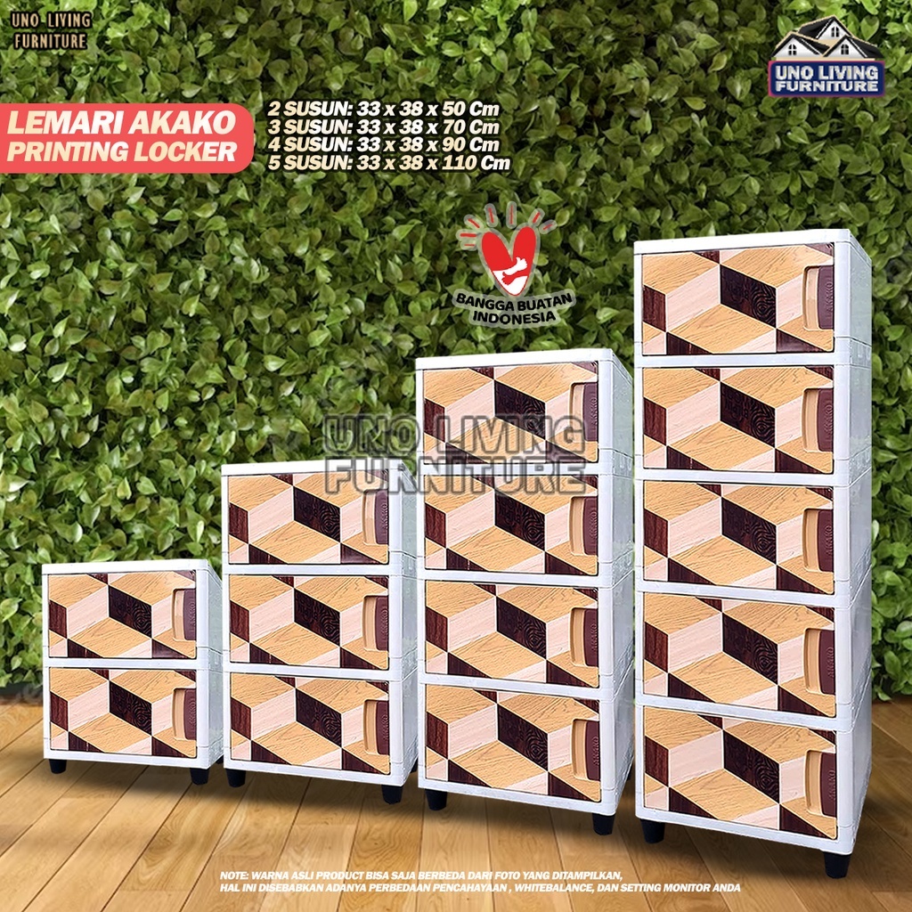Akako Locker Printing - Lemari Pakaian Minimalis Swing Locker Printing Lemari Baju Mini Cabinet Plas