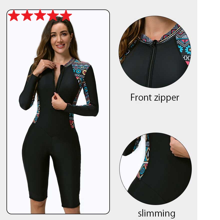 Baju Renang Pakaian Pantai Celana Cropped Surfing Rashguard Lengan Muslim Panjang Wanita Surfing Dengan Pad Yang Dapat Dilepas Plus Ukuran Diving Setelan Berenang