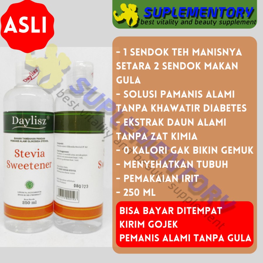 

Daylisz Stefia Cair Tetes 15ml Pemanis Alami 0 Kalori untuk penderita diabetes melitus Stevia Daylis Dayliz