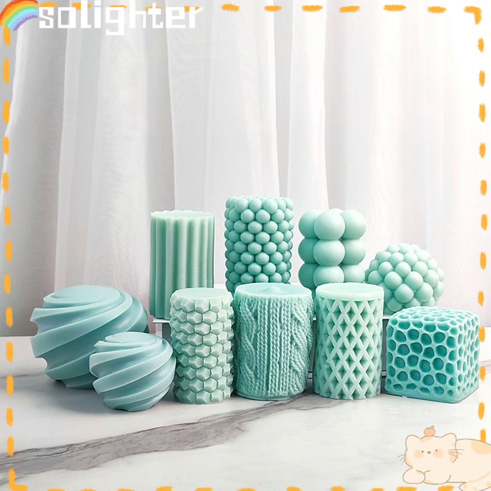 Solighter Cylinder Candle Mold DIY Craft Clay Tools Cetakan Resin Kue Silikon