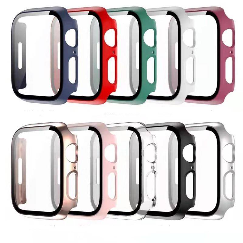 Case Untuk Apple Watch Series8 7 6 5 4 3 2 1 SE SE2 Aksesoris bumper Pelindung Layar Kaca+cover Untuk iWatch 45mm 41mm 44mm 42mm 40mm 38mm