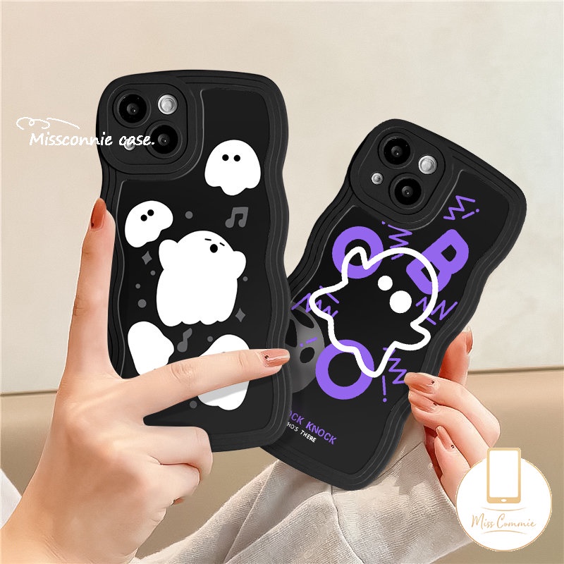 Infinix Hot11 10 9 12 Main 11s 20s 10T 20 8 10Lite 12i Smart5 4 6 Plus Note12 12Pro 12 G96 8 10Pro Hot 10s 11s Kartun Hantu Little Monster Wavy Edge Soft Wavy Edge Case