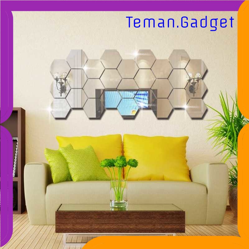 TG -  ART Stiker Dekorasi Dinding Hexagon Mirror Acrylic 7 PCS