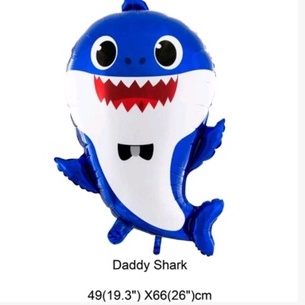 Balon Baby Shark Shape 60cm / Balon Foil Karakter Shark