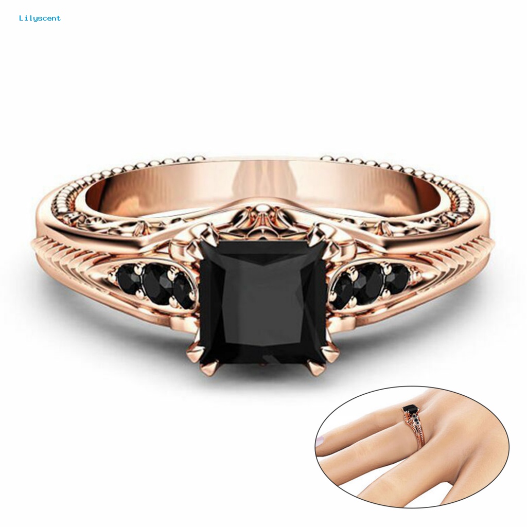 Cincin Lilyscent Alloy Untuk Outdoor Desain Unik Trendy Ring Square Cubic Zirconia