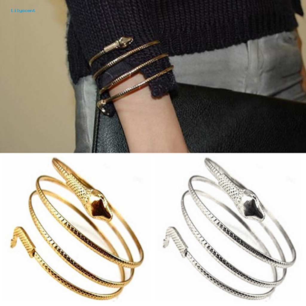 Gelang Emas Spiral Ular Lilyscent Untuk Kehidupan Sehari-Hari Armlet Armband Bangle Bracelet Fashion