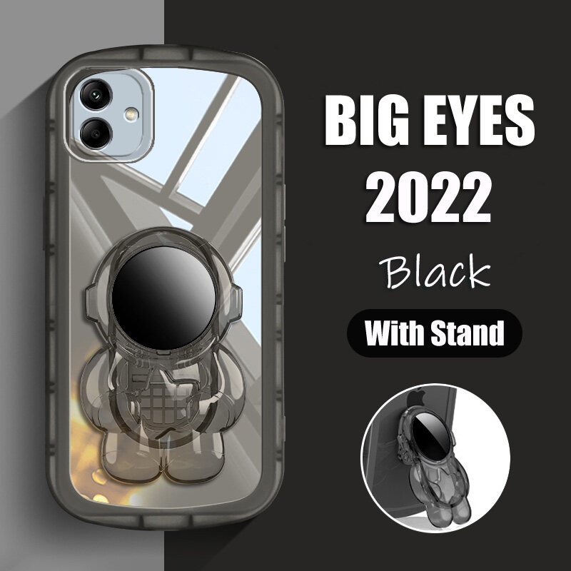 Andyh Untuk Samsung Galaxy A04 Casing Ponsel Tahan Jatuh Transparan Chubby Silikon Lembut Dengan Astronot Stand2022Desain Baru Ponsel Penutup Belakang