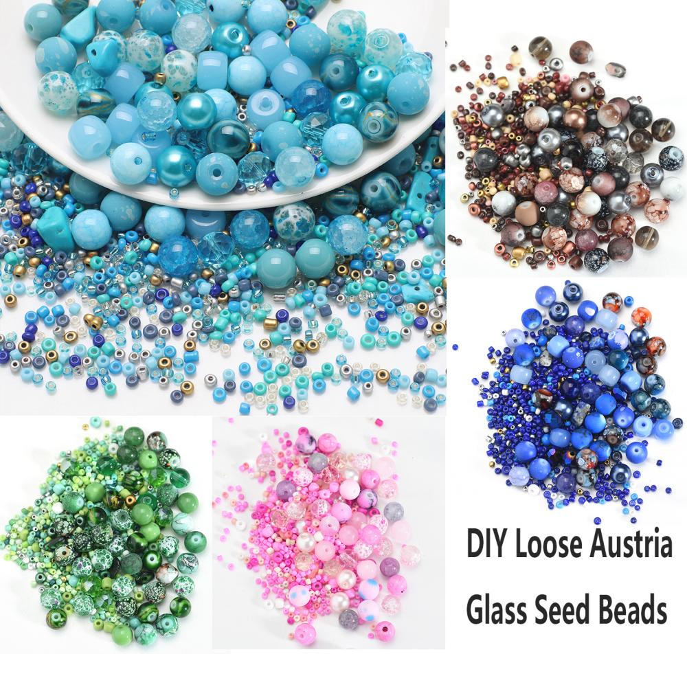 [HOT Sale] Warna Campur Ukuran Spacer Halus Bentuk Longgar 50Pcs Temuan Membuat Perhiasan Dan Kerajinan Aksesoris Perhiasan Austria Manik-Manik Biji Kaca Bulat Handmade DIY