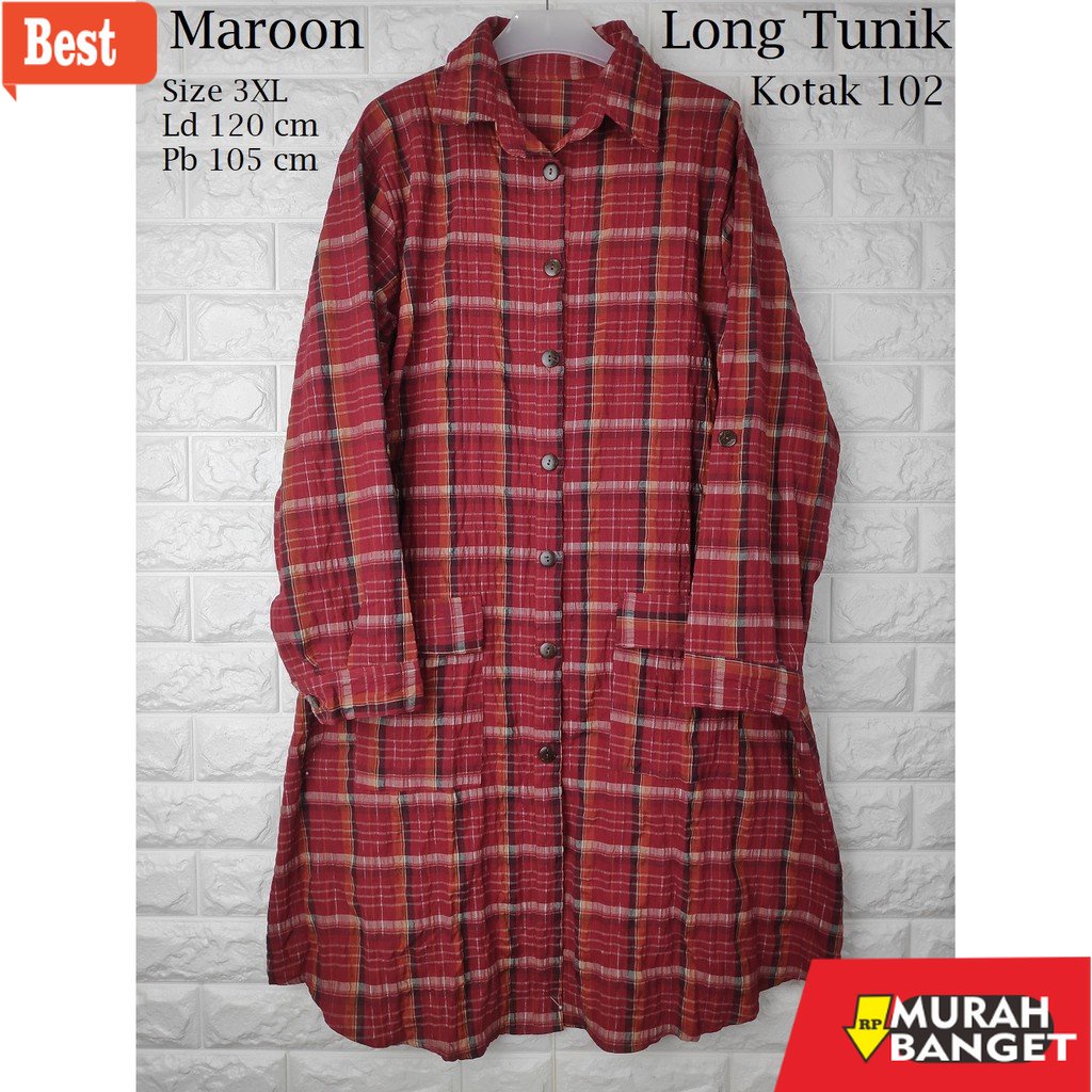 Tunik jumbo terbaru untuk wanita- TUNIK JUMBO KOTAK GANDI SIZE XXXL