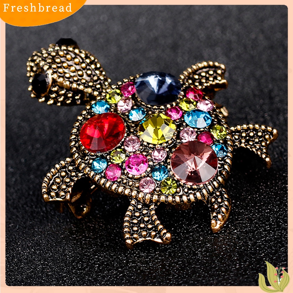 &lt; Freshbread &gt; Multi-Warna Berlian Imitasi Kura-Kura Buket Pesta Bros Pin Gaun Syal Aksesori