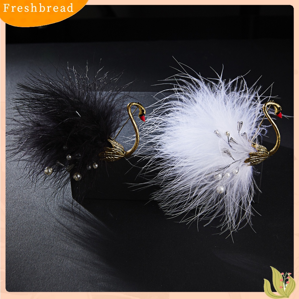 &lt; Freshbread &gt; Unisex Mutiara Imitasi Berlian Imitasi Bulu Burung Hewan Bros Pin Kemeja Kerah Perhiasan