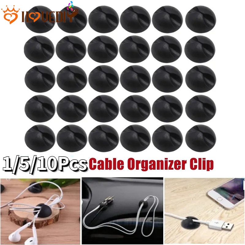 [Unggulan] Kabel Bulat Holder Rumah Kantor Self-Adhesive Fixed Clasp USB Winder Organizer Kawat Klip Tetap Pemegang Mini Desktop Cable Manajer Winder Klip Kabel Silikon