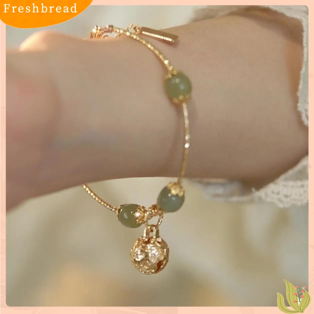 &lt; Freshbread &gt; Wanita Gelang Vintage Manik-Manik Elegan Hias All-match Perhiasan Hadiah Sidang Bell Pesona Temperamen Imitasi Hetian Giok Wanita Bangle Untuk Pacar