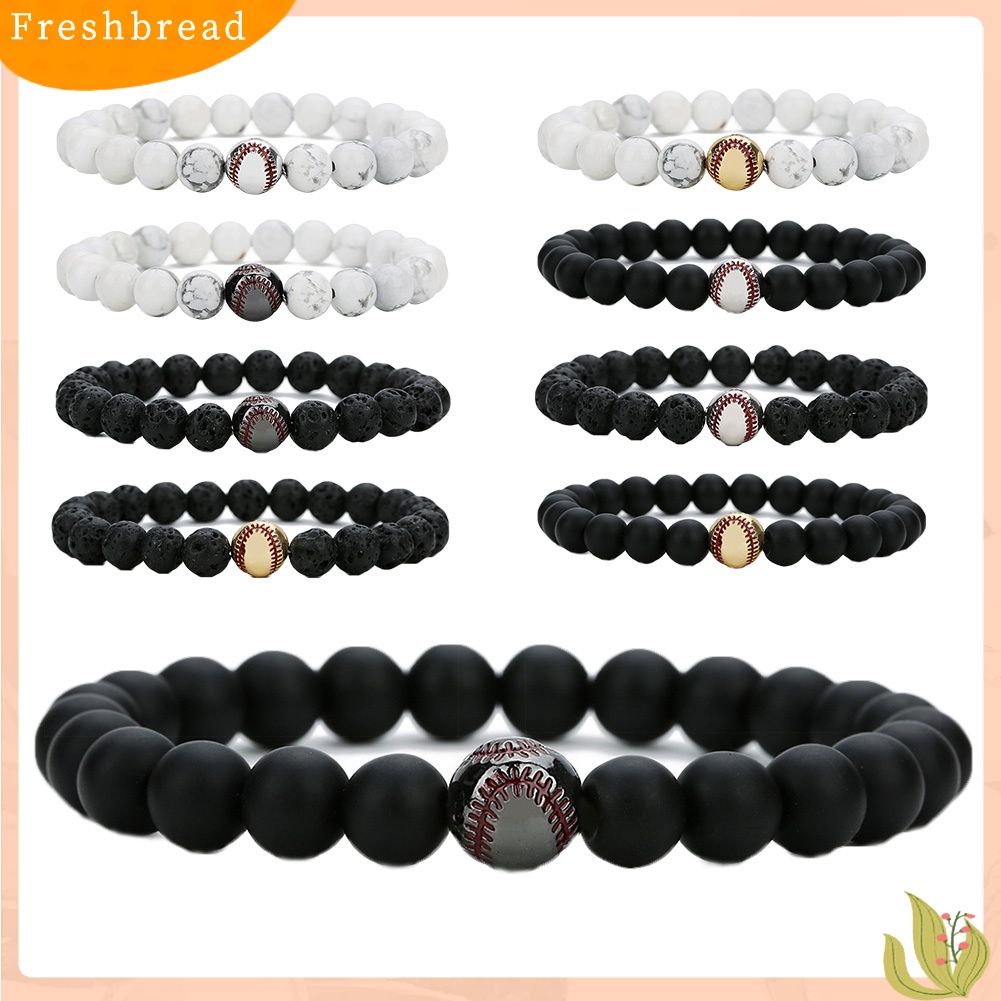 &lt; Freshbread &gt; Fashion Unisex Baseball Pesona Batu Alam Manik-Manik Gelang Bangle Perhiasan Hadiah