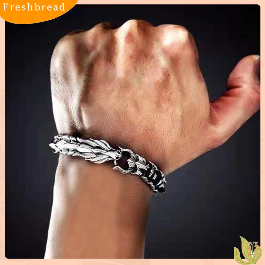 &lt; Freshbread &gt; Gelang Kepribadian Gaya Punk Eropa Dan Amerika Retro Hip Hop Naga Bentuk Kepala Gelang Pria Untuk Pakaian Sehari-Hari