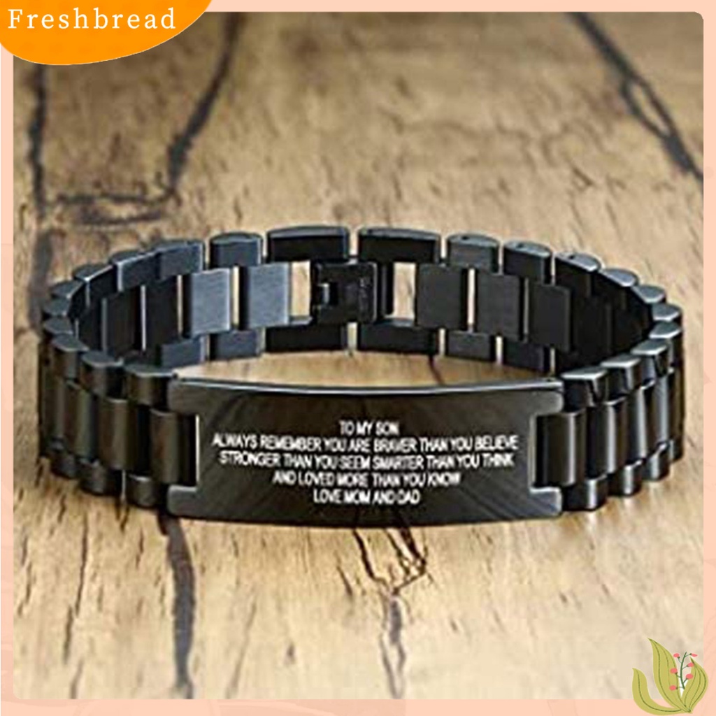 &lt; Freshbread &gt; Pria Huruf Ukiran Fashion Gelang Cowok Baja Titanium Bangle Perhiasan Hadiah