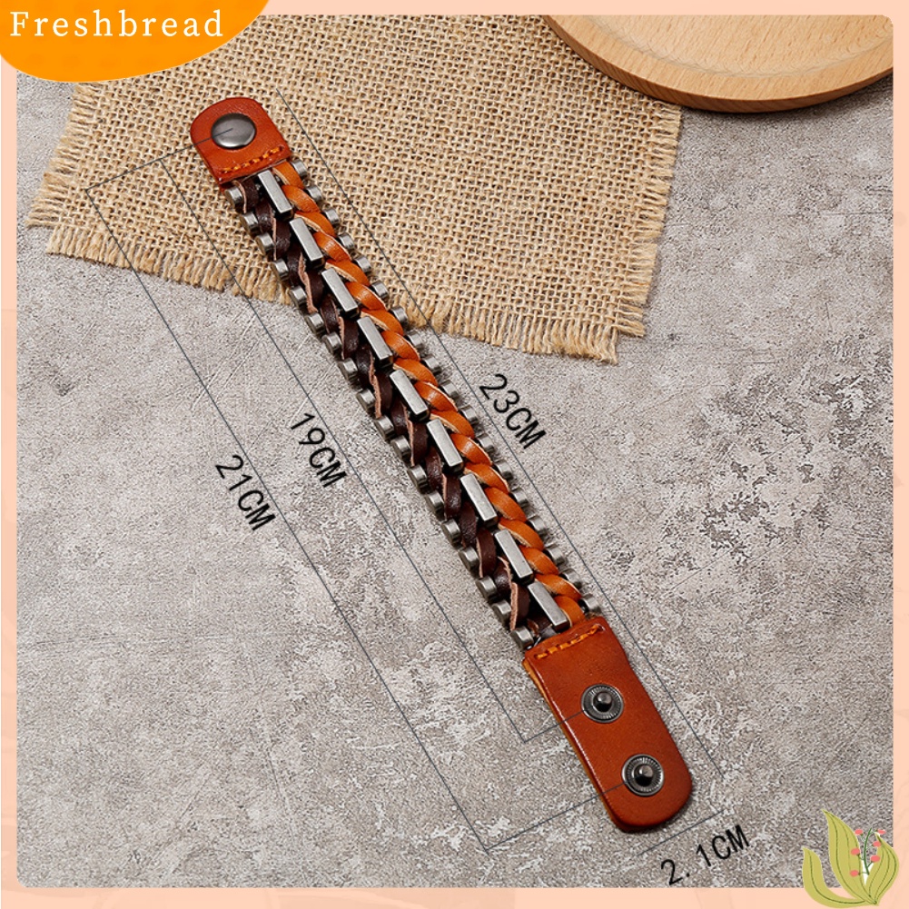 &lt; Freshbread &gt; Punk Pria Adjustable Faux Kulit Tali Dikepang Gelang Bangle Pesta Perhiasan Hadiah