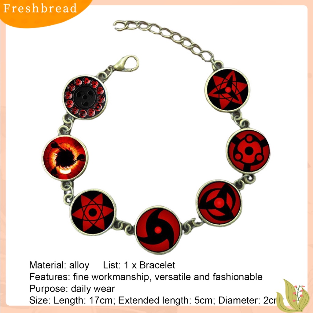 &lt; Freshbread &gt; Gelang Anime Kartun Permata Imitasi Geometris Adjustable Ekstensi Rantai Hadiah Hias Anime Naruto Sharingan Mata Cosplay Liontin Rantai Gelang Kehidupan Sehari-Hari