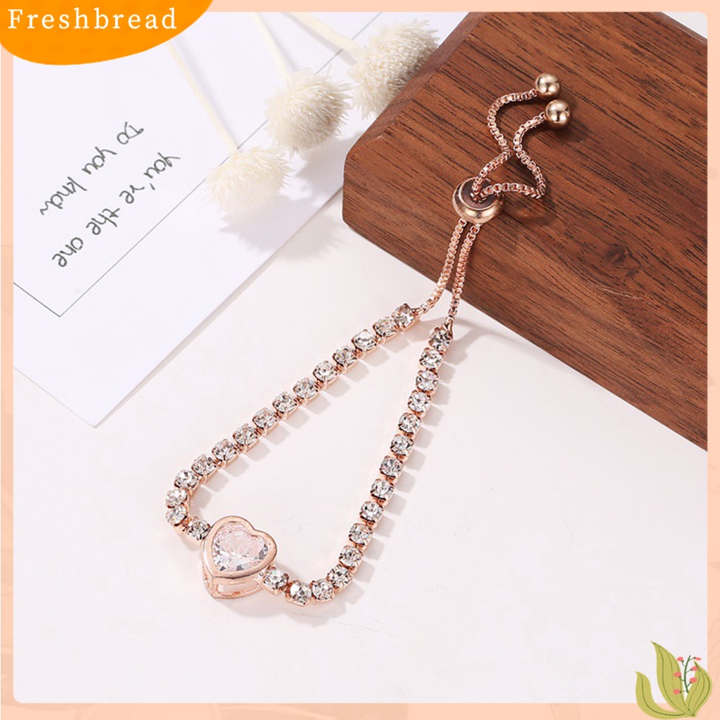 &lt; Freshbread &gt; Gelang Wanita Hati Cubic Zirconia Perhiasan Bersinar Gaya Korea Bangle Untuk Pesta