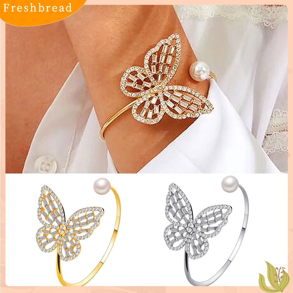 &lt; Freshbread &gt; Gelang Bangle Stylish All-match Flexible Alloy Pembukaan Adjustable Butterfly Untuk Pesta