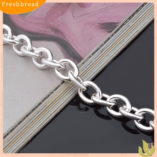 &lt; Freshbread &gt; Wanita Perak Berlapis Pesona Bulat Liontin Rantai Link Bangle Gelang Perhiasan