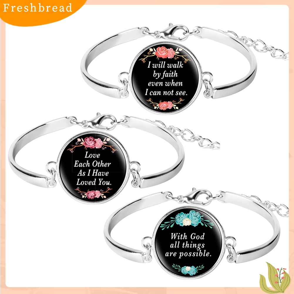 &lt; Freshbread &gt; Unisex Bible Verse Quote Mazmur Kaca Cabochon Pesona Gelang Perhiasan Kristen