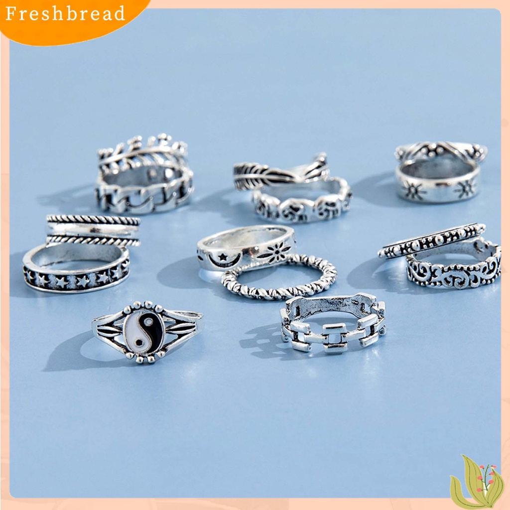 &lt; Freshbread &gt; 14 Pcs Knuckle Rings Stackable Tai Chi Wanita Indah Semua Pertandingan Jari Cincin Perhiasan Aksesoris