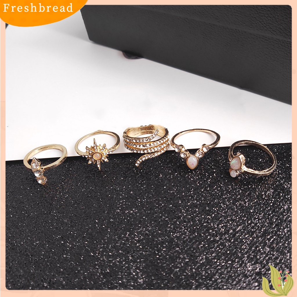 &lt; Freshbread &gt; 17 Pcs Cincin Buku Jari Stackable Ukir Unik Alloy Boho Gaya Etnik Faux Permata Jari Rings Perhiasan Aksesori