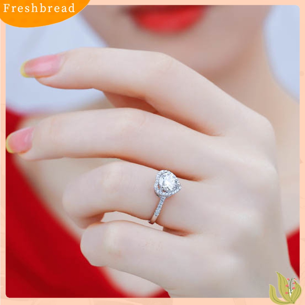 &lt; Freshbread &gt; Cincin Wanita Bentuk Hati Cubic Zirconia Perhiasan Cincin Jari Bersinar Untuk Pesta Pernikahan Prom Banquet