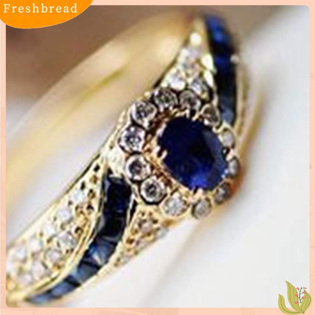 &lt; Freshbread &gt; Wanita Cincin Permukaan Halus High-end Berlian Imitasi Mengkilap Hias Pernikahan Circlet Perhiasan Perempuan