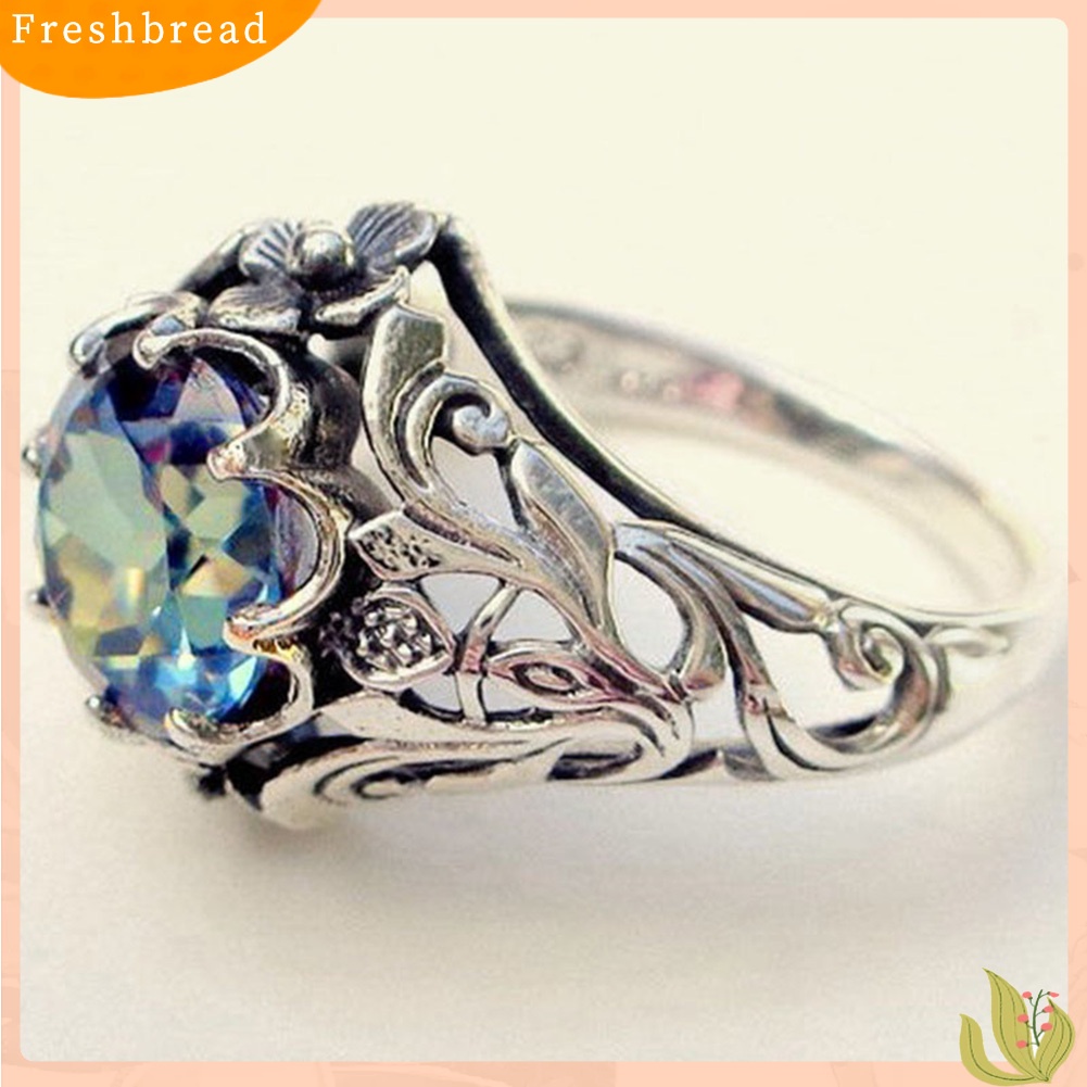 &lt; Freshbread &gt; Kreatif Vintage Warna Pelangi Zirkon Berongga Keluar Wanita Cincin Perhiasan Hadiah