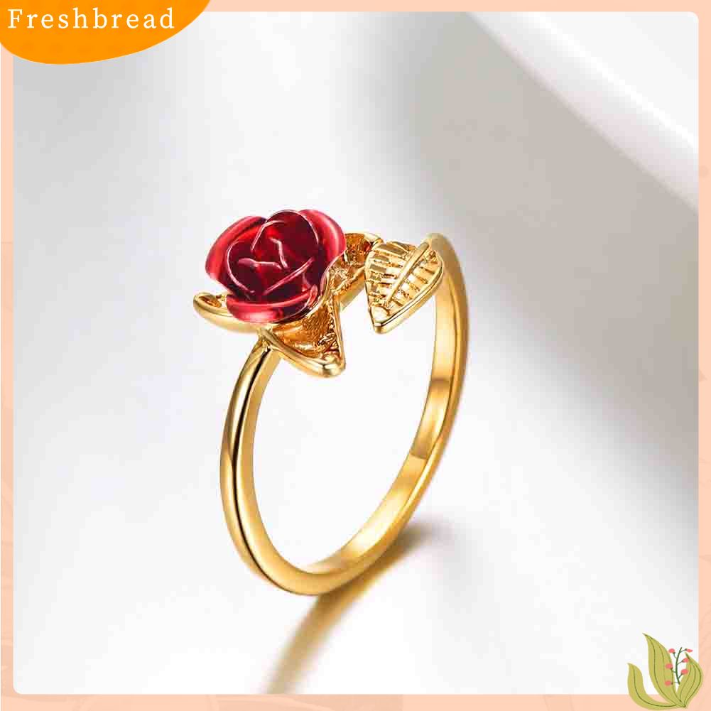 &lt; Freshbread &gt; Wanita Bunga Mawar Terbuka Jari Cincin Adjustable Pernikahan Pertunangan Perhiasan Hadiah