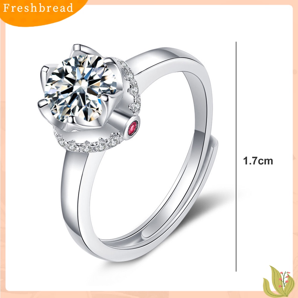 &lt; Freshbread &gt; Finger Ring Cubic Zirconia Berlian Imitasi Mengkilap Electroplating Polishing Dekorasi Pembukaan Sparkling Women Engagement Ring Perhiasan Aksesori