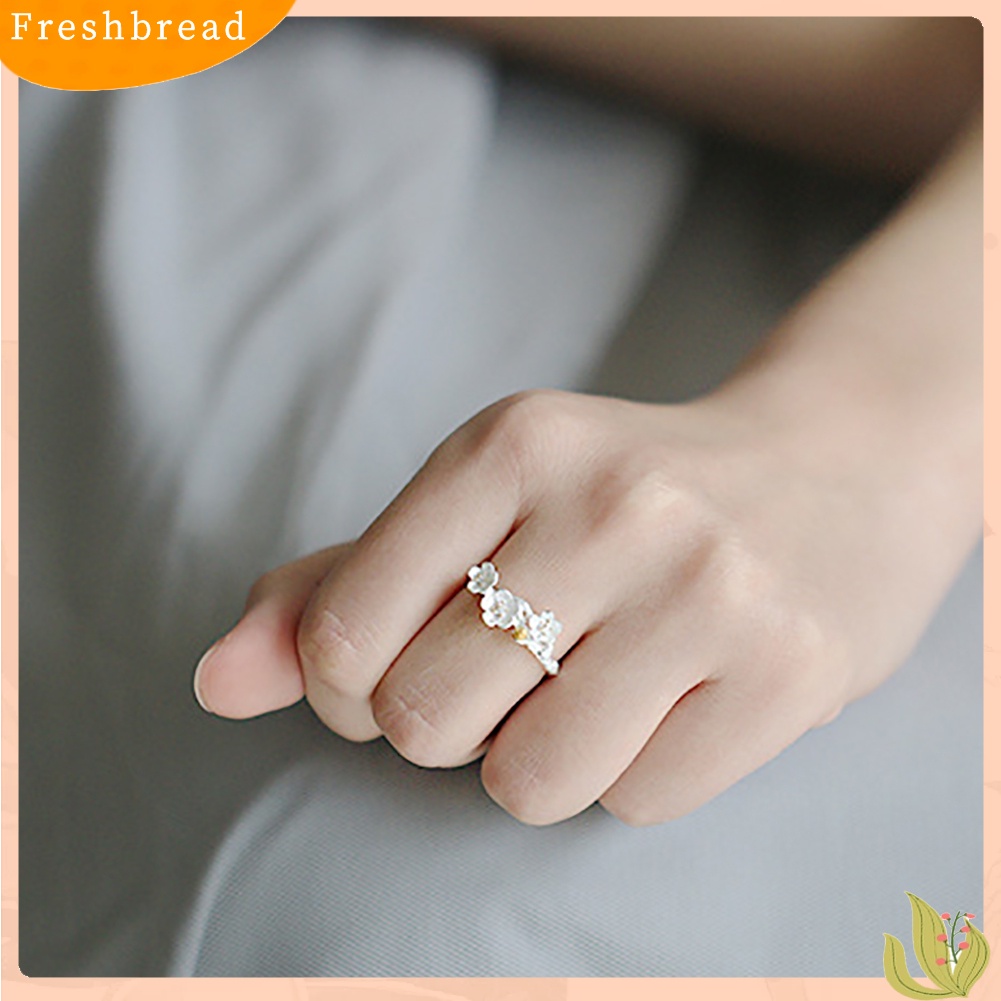 &lt; Freshbread &gt; Mode Plum Blossom Cincin Jari Terbuka Buatan Tangan Bunga Dapat Disesuaikan Perhiasan Wanita