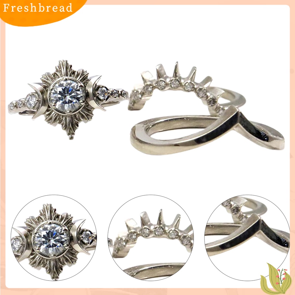 &lt; Freshbread &gt; 3Pcs Cincin Wanita Bulan Matahari Stackable Perhiasan Bohemian Tahan Lama Finger Rings Untuk Pacaran