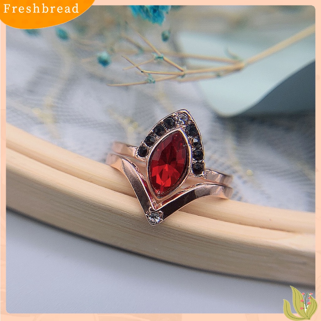 &lt; Freshbread &gt; Cincin Wanita Merah Berlian Imitasi Gaya Vintage Classic Pasangan Knuckle Ring Untuk Pernikahan