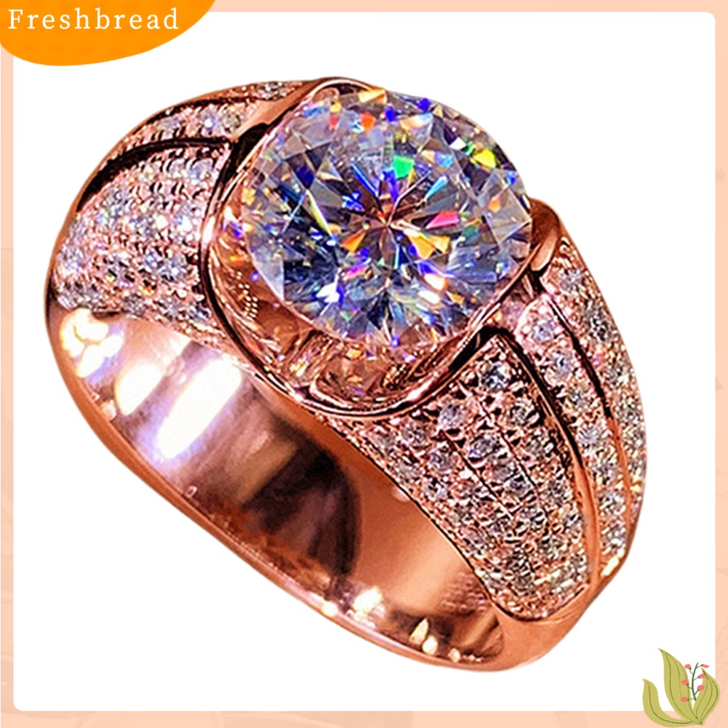 &lt; Freshbread &gt; Wanita Cincin Temperamen Sederhana Alloy Cubic Zirconia Tertanam Hadiah Ideal Cincin Jari Untuk Pesta