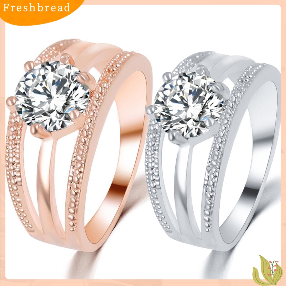 < Freshbread > Wanita Elegan Berlian Imitasi Bertatahkan Multi-layer Jari Cincin Hadiah Perhiasan Pernikahan