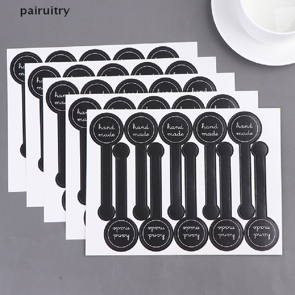 Prt 50Pcs &quot;Hand Made&quot; Black Sealing Sticker Kemasan Stiker Label DIY Gift Sticker PRT