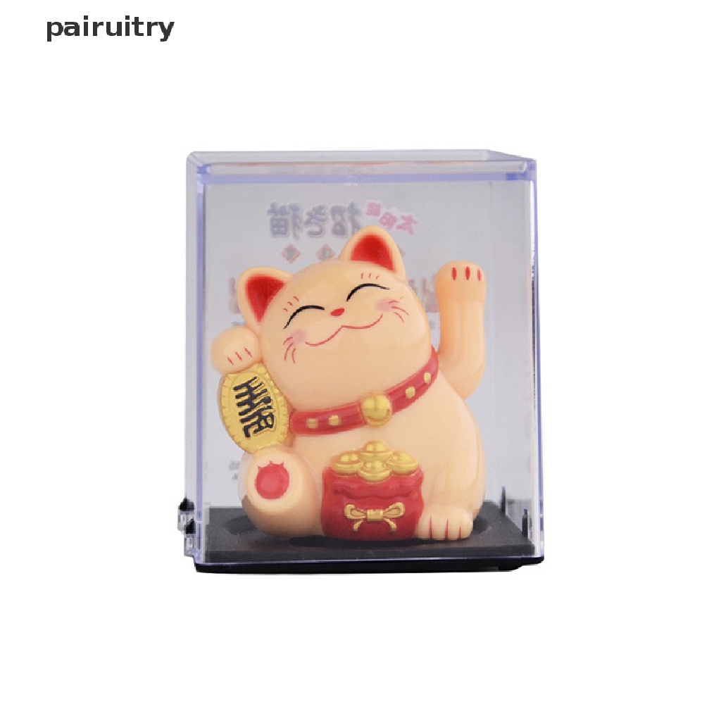 Prt Lucky Cat Dekorasi Mini Solar Melambai Otomatis Lucky Cat Hiasan Mobil Kue Baking Patung Patung Ornamen Desktop Rumah PRT