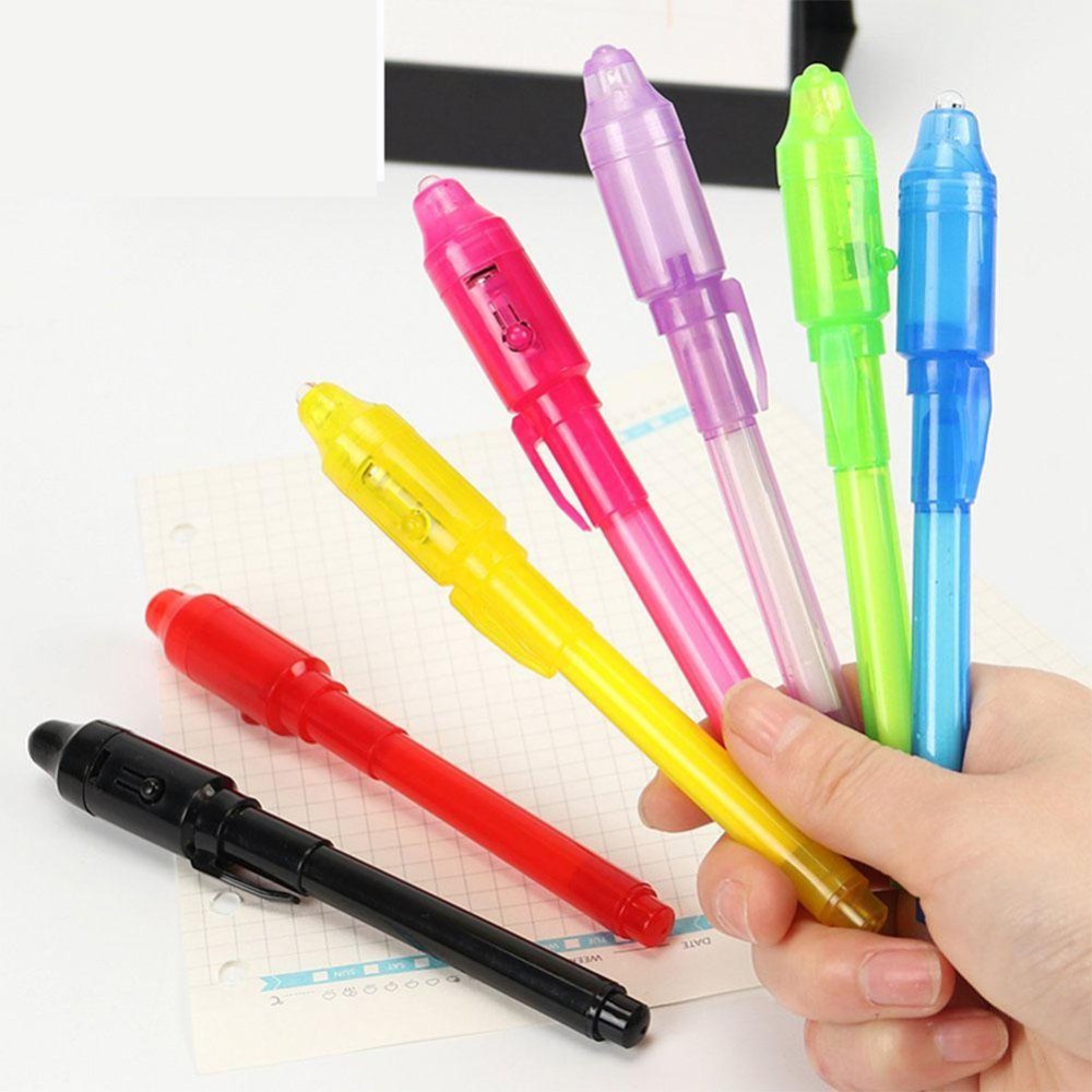 Spy Pen Invisible Ink UV Light Magic Secret Messages Pen Alat Tulis Siswa Alat Tulis Perlengkapan Sekolah