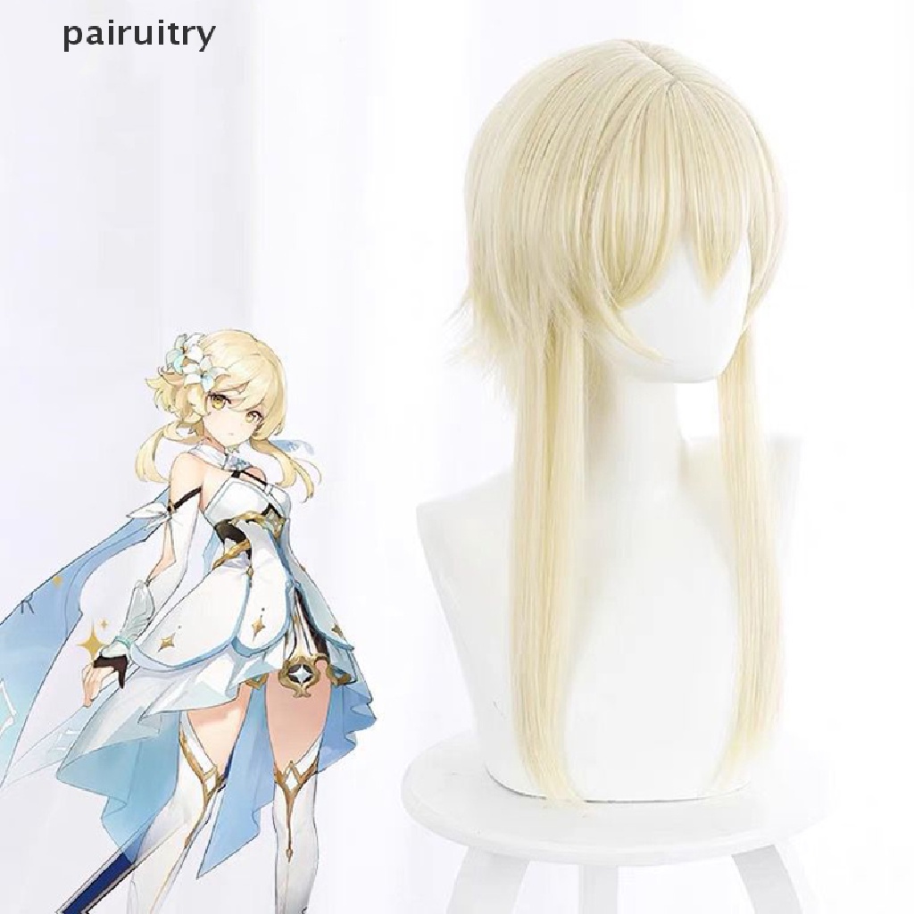 Prt Anime Genshin Lumine Aether Traveller Wig Golden Tahan Panas Rambut Dewasa Props PRT