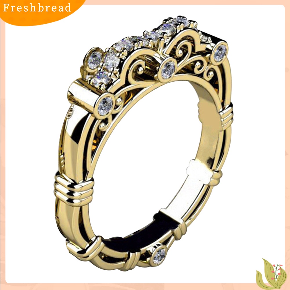 &lt; Freshbread &gt; 2Pcs/Set Pertunangan Pernikahan Retro Wanita Berlian Imitasi Ukir Jari Cincin Perhiasan