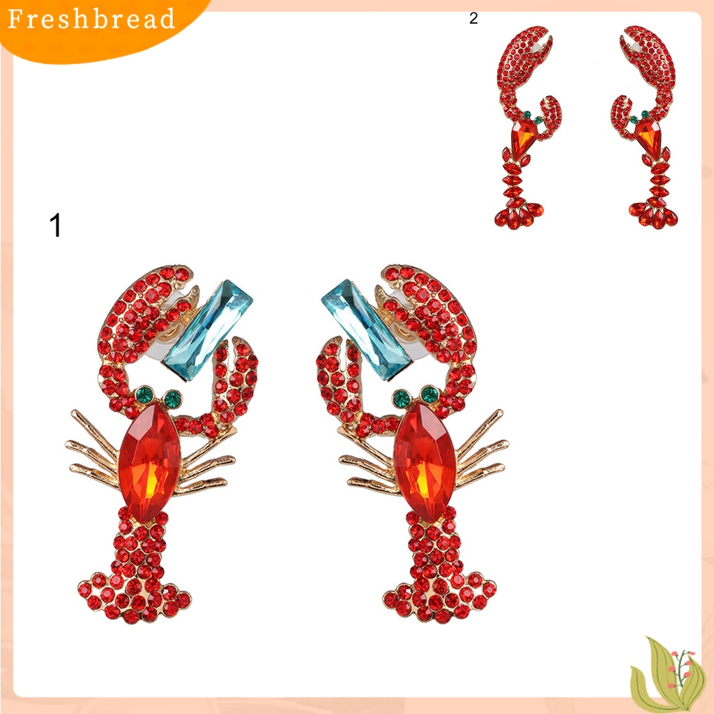 &lt; Freshbread &gt; Anting Menjuntai Kreatif Berlian Imitasi Hidup Lucu Lobster Sexy Eardrop Untuk Hadiah