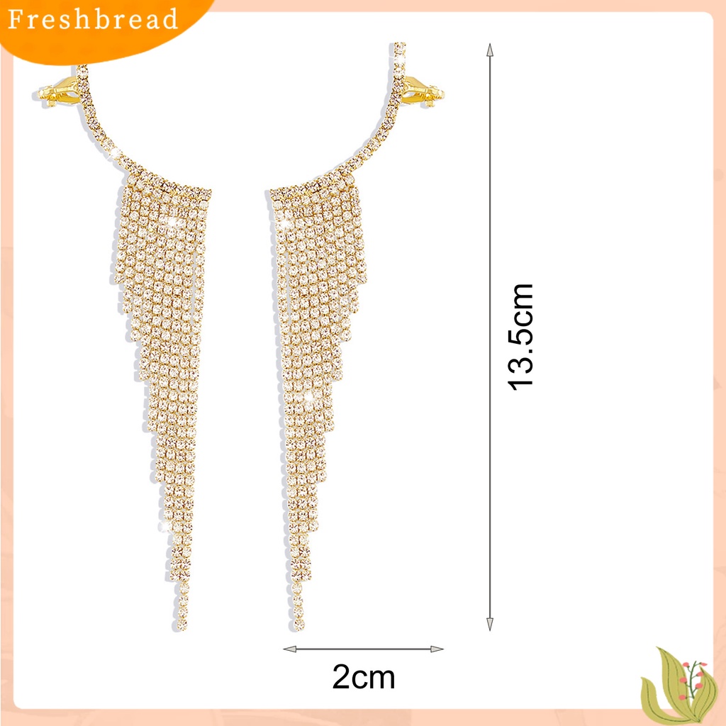 &lt; Freshbread &gt; 1pasang Drop Earrings Mutilayer Jumbai Berlian Imitasi Perhiasan Temperamen Berkilau Menjuntai Anting Untuk Perjamuan