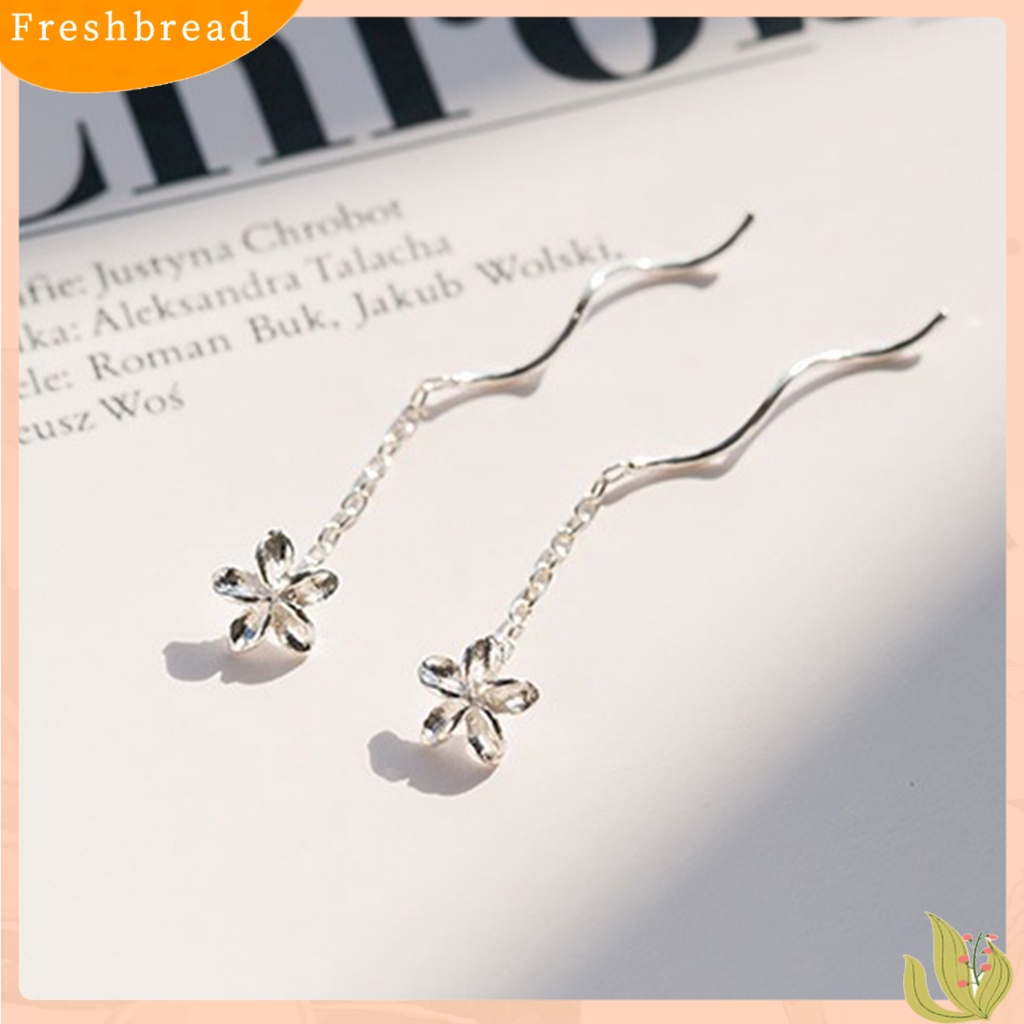 &lt; Freshbread &gt; 1pasang Anting Bunga Ladies Menarik Hias Anting Dandelion Menjuntai Panjang Untuk Kehidupan Sehari-Hari