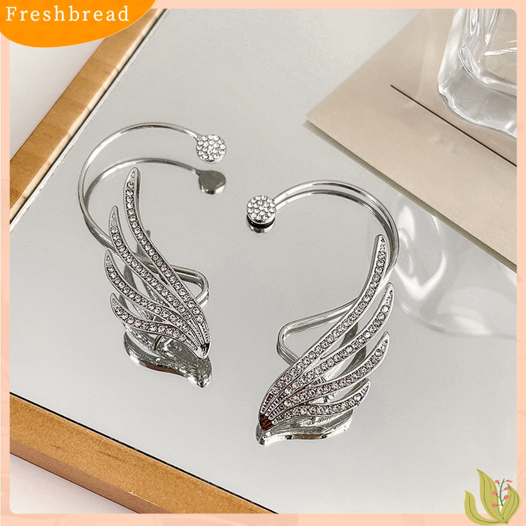 &lt; Freshbread &gt; 1Pc Mewah Romantis Telinga Manset Alloy Sayap Malaikat Berlian Imitasi Anting Pesta Perhiasan