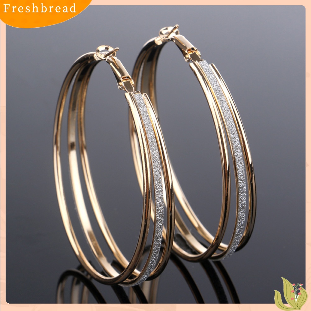 &lt; Freshbread &gt; Wanita Fashion Frosted Multilayer Bulat Lingkaran Menjuntai Anting Pesta Perhiasan Hadiah